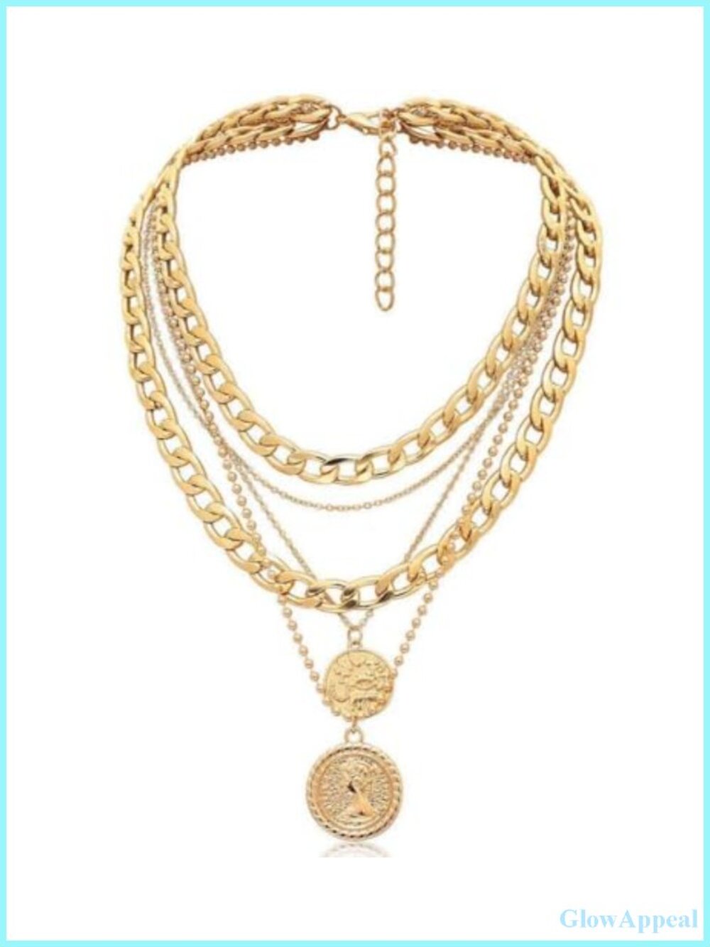 Layered Coin Pendant Necklace Set Zinc Alloy Retro Choker